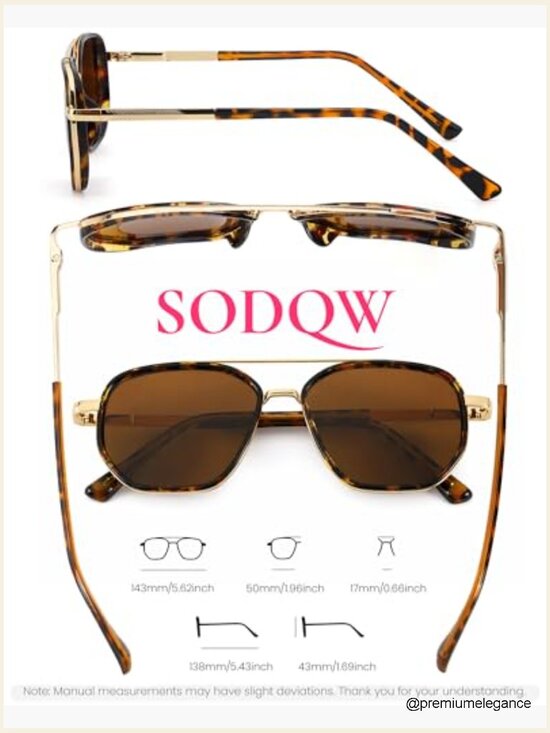 Polarized Aviator Sunglasses Square Frame UV400 Protection Driving main image 5